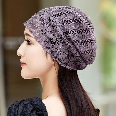 Kadın Tek Katlı Oyuk Bol Şapka Yaz Şık Yapay Elmas Çiçek Türban Moda Dantel Geçirmeli Bere