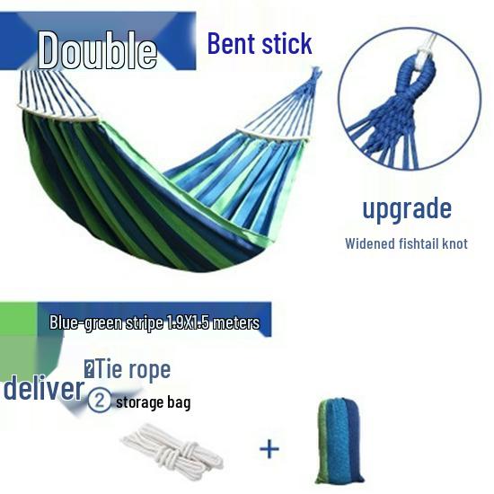 Canvas Hammock for Camping - Anti-rollover Design, Single/Double Person, Outdoor Swing with Curved Support