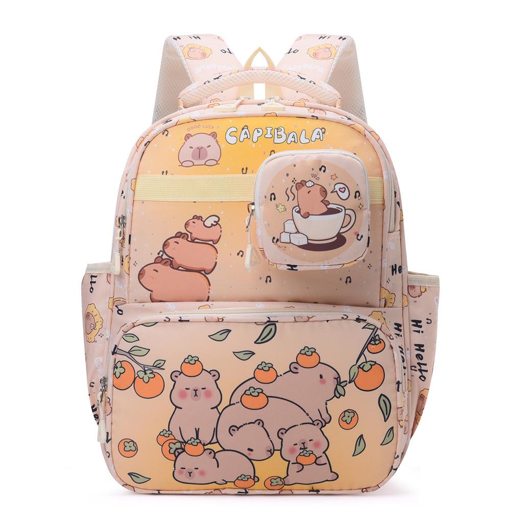 Cartoon Capybara Child Backpack Large Capacity Breathable Anti Water Splashing