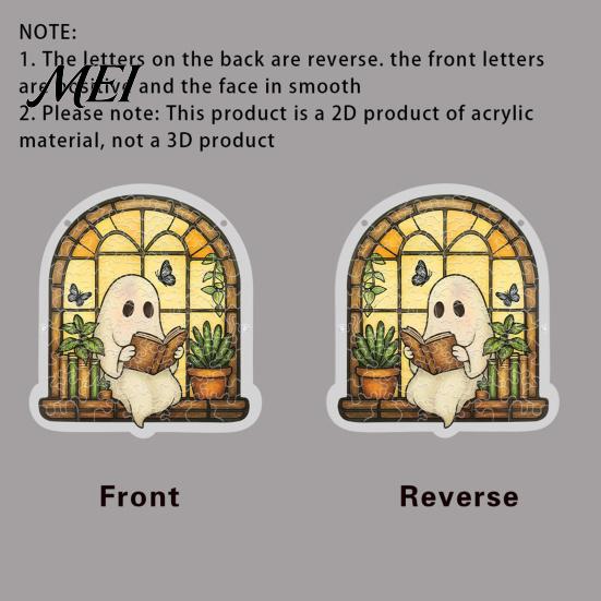 Autumn Harvest Home Decor Halloween Ghost Acrylic Puzzle Suncatcher, Colorful Window Hanging Ornament, Stained Cute Gift for Friends Glass Style