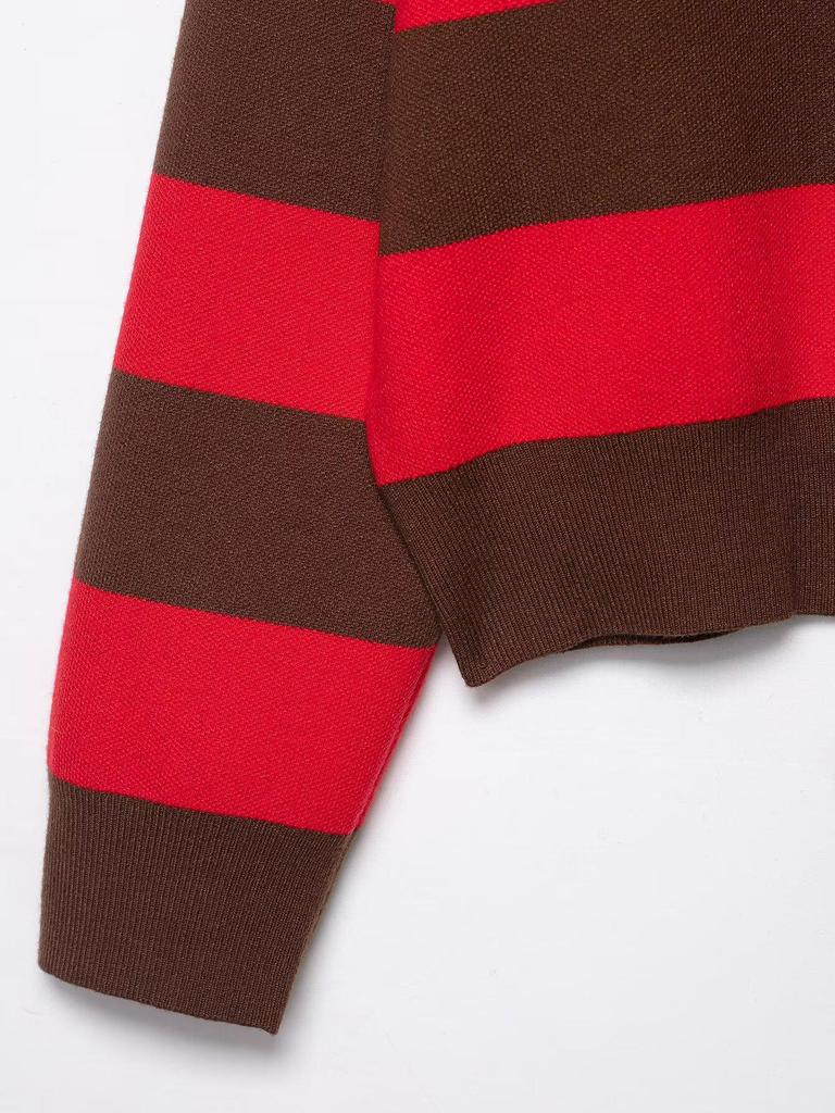 Maglione Polo a Righe in Maglia Stile Chic Francese da Donna - Top Autunno/Inverno