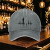 Vintage Washed Baseball Cap With Ecg Fishing Print Lightweight Mens Duckbill Hat