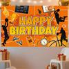 2D Basketball Court Birthday Backdrop, Kids Boys Sports Theme Party Photo Booth Banner