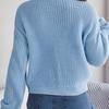 Damen Pullover mit Rundhalsausschnitt, warm, einfarbig, lockerer Strickpullover, lässiger Pullover
