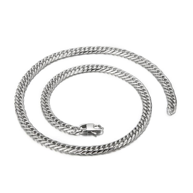 

Мужской браслет из титановой стали с двойным джинсовым круглым краем и ожерельем-браслетом 45cm