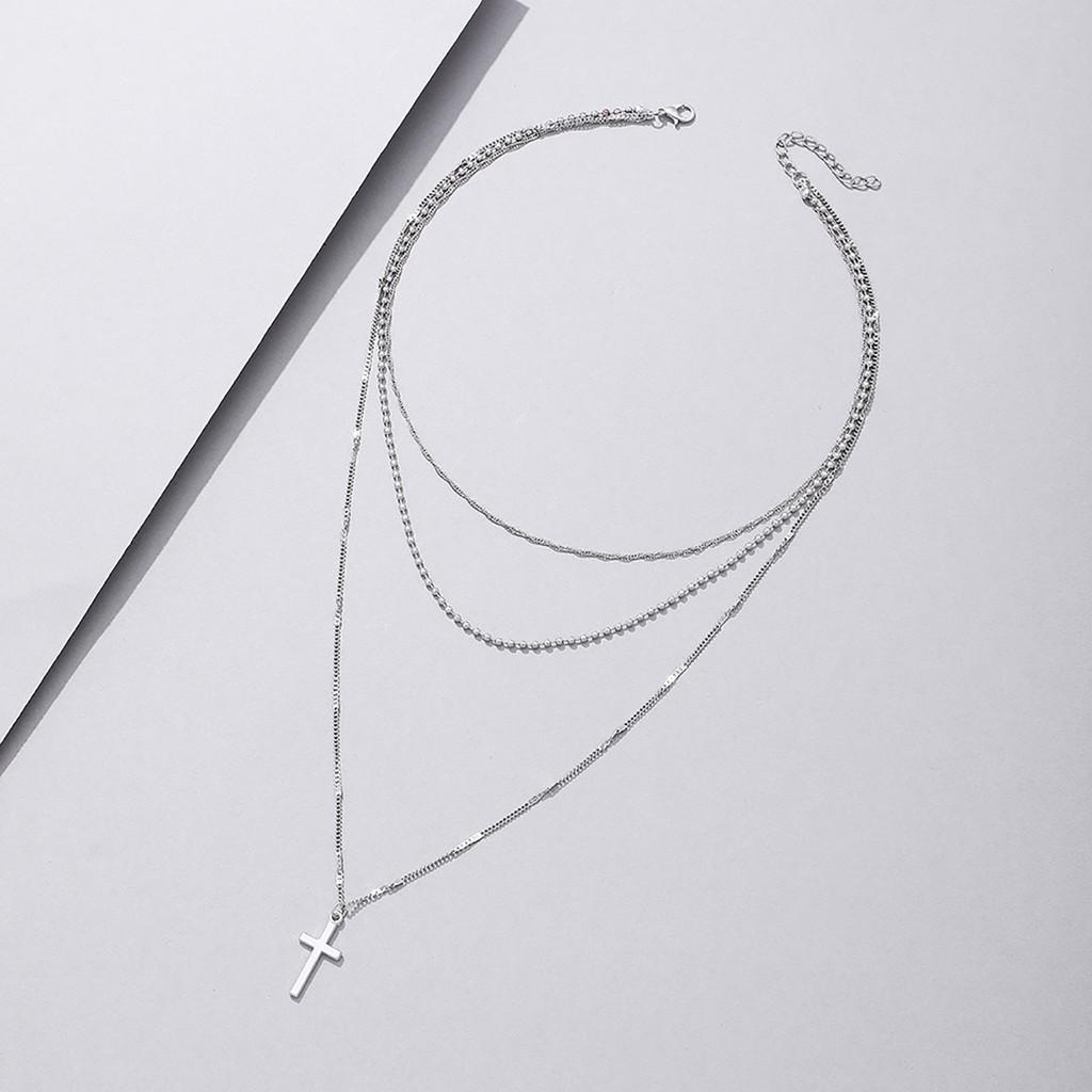 Stylish Alloy Cross Pendant Necklace In Trendy Gold And Silver For Fashion Womens