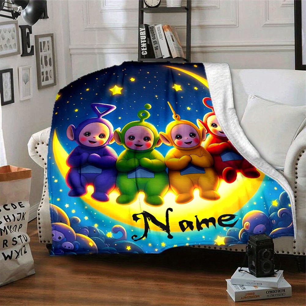 Teletubbies Moon Stars Blanket Soft And Cozy Custom Name Gift For All Holidays Home Decor Office Nap Outdoor Holiday Gift Playful Design Polyester