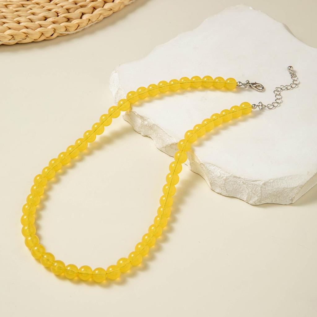 Cross Border Summer Fresh Colorful Bead Necklace for Women's Seaside Vacation Fashion Dopamine Transparent Bead Matching Necklace