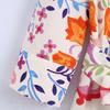 Floral Print Women Dress Turn-down Collar A-Line 45720 Sleeve Single-breasted Mid-Calf Shirt Dress