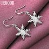 925 Sterling Silber Schneeflocken Anhänger Ohrringe Hochzeitsschmuck