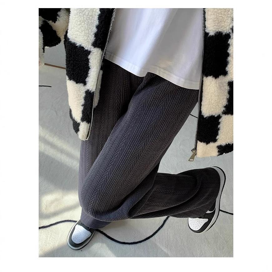 

Women s Chenille High Waist Wide Leg Pants - Wheat Ear Pattern, Fleece Lined, Autumn Winter Wear XS (60-79 Jin)