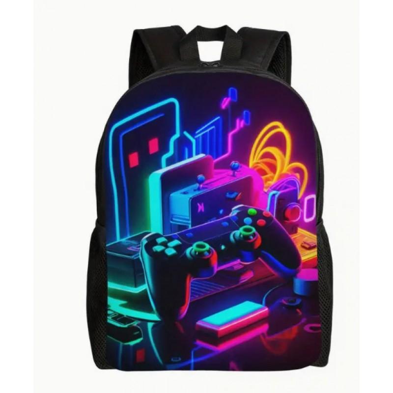 Schulranzen-Set für Kinder mit Gaming-Konsolen-Thema, inklusive Brotdose und Federmäppchen, strapazierfähiges Oxford-Gewebe, ergonomisches Design, für Klasse 3-4