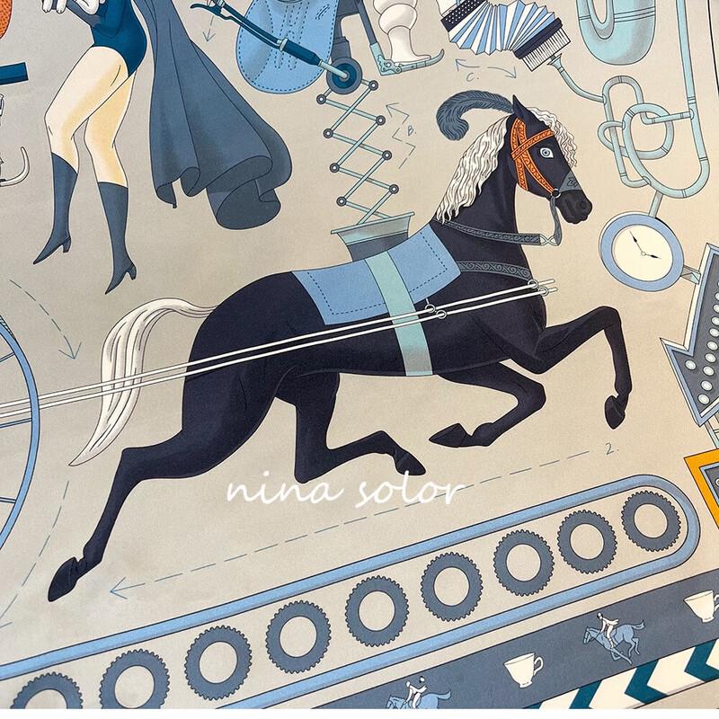 NINA SOLOR Playful Afternoon Tea Twill Silk Scarf