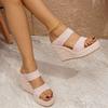 Sommer Trend Espadrille Plateau Keilabsatz Pantoletten Sandalen Klobiger Plateau Freizeit Damen Bequeme Strandschuhe Sandalen