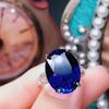 Trendy Simulated Spinel Sapphire Gemstone Open Ring for Women, Popular Live Steaming Jewelry