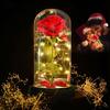 Artificial Rose Flowers Eternal Rose LED Light Foil Flower In Glass Cover Simulation Rose Flower Mothers Day Gifts Party Supply