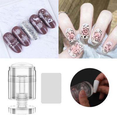 Nail Stamper French Tip Nail Stamp Rotatable Nail Art Stamper Clear Silicone Nail Stamping Jelly Stamper Nails Art Tool