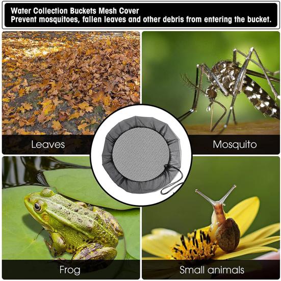 45659 Pcs Outdoor Barrel Mesh Cover Drawstring Closure Water Collection Bucket Protective Guard Preventing Leaves Debris And Small