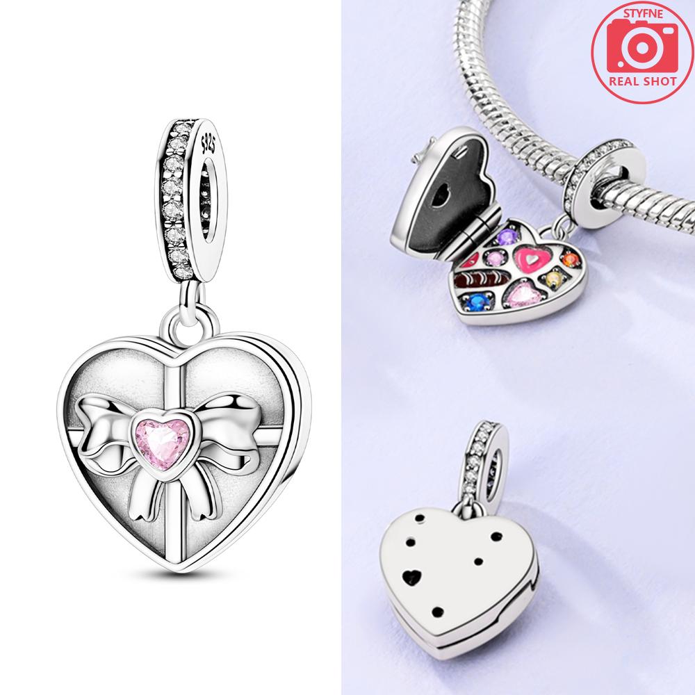 Copper Color Trunk Heart Shape Bow Pink Charms Beads Fitoriginal Bracelets Fine Diy Birthday Women Jewelry Gift