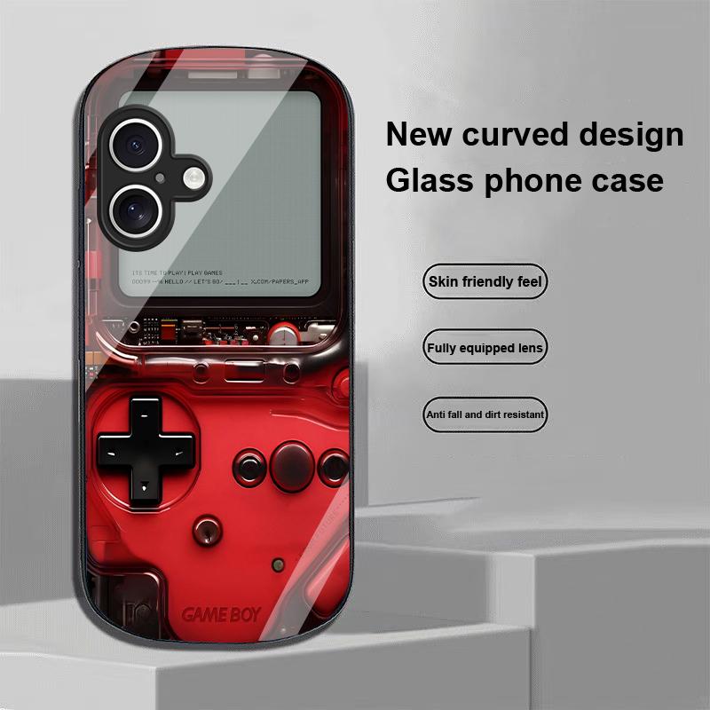 Games Console For Apple IPhone 16 11 13 15 14 Pro Max 12 Mini 7 8 Plus XR X XS Elliptical Shaped Tempered Glass Phone Case