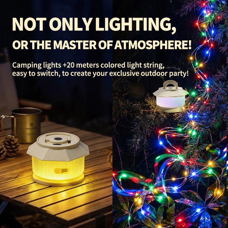 Cross-border new LED outdoor camping ambient light, waterproof storage light string, camp tent lighting camping light