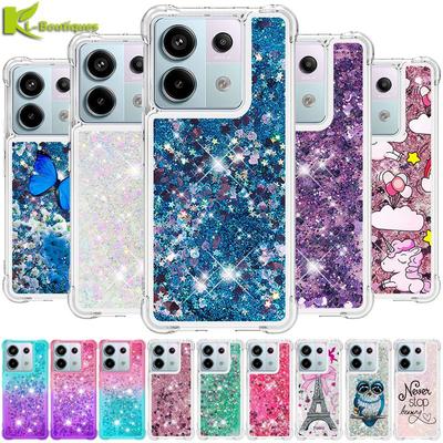 M6 Pro Case On For Fundas Xiaomi Poco M6 Pro Cover Glitter Dynamic Liquid Case For Xiomi PocoM6 M 6 M6Pro 4G Phone Cases Etui
