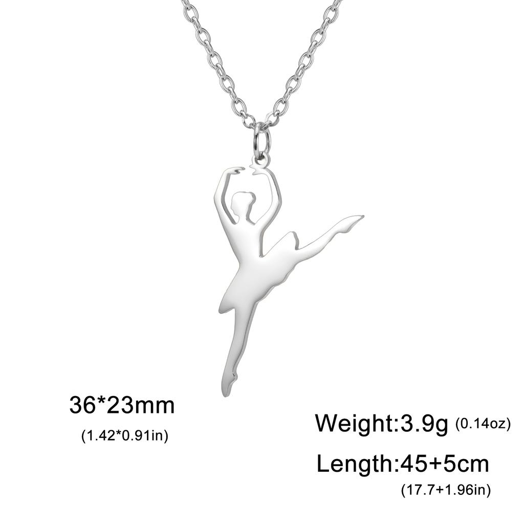 Dancing Ballerina Dancer Ballet Pendant Necklace for Women Stainless Steel Neck Chains Aesthetic Jewelry Gift In