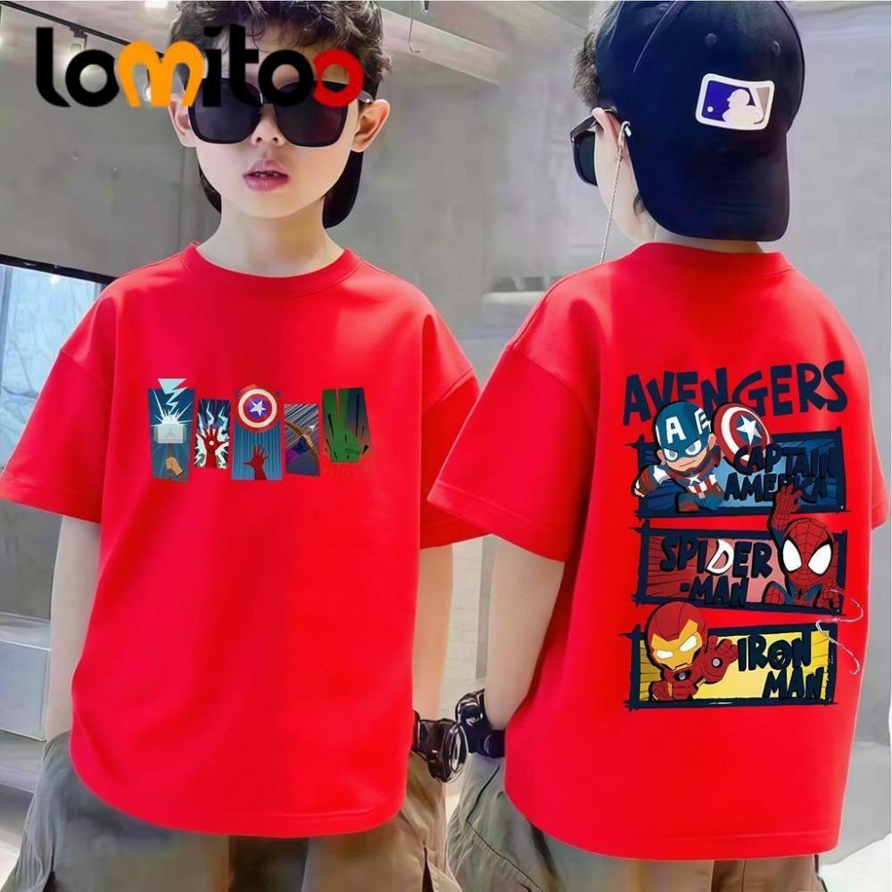 T-shirt clothing, children's animation trend, cute cartoon superhero short sleeved pattern, relaxing and comfortable