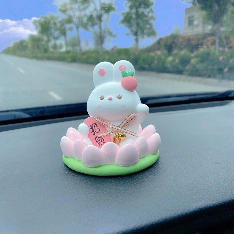 

Good Luck Lotus Rabbit 2025 New Model Car Dashboard Interior Decoration Car Aromatherapy Diffuser Stone Decoration for Women Lucky Rabbit + Good Luck Base