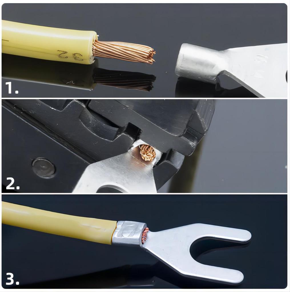 Forked U-Shaped Copper/Brass Wire Terminal Lugs - Cold-Pressed, 1000 Pcs Bag