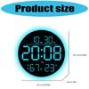  Color Changing LED Wall Clock With Oversized Display Quiet Mechanism Temperature Home