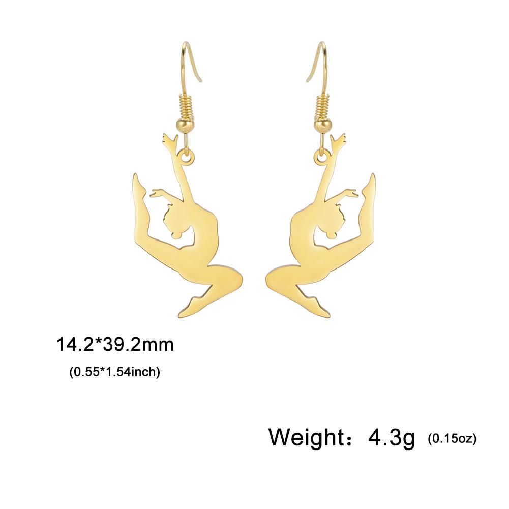 Cazador Stainless Steel Gymnast Yoga Drop Earrings Gold Color Jewelry Earrings for Women 2026 Trending Birthday Mother Day Gift
