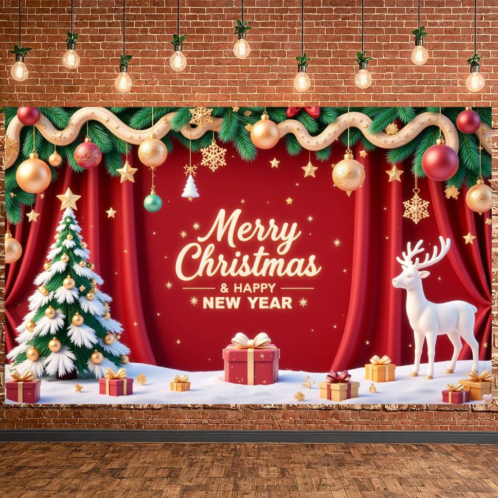 Neujahrsdekoration Goldene Sterne Festliches Banner Frohes Neues Jahr Hintergrund Schneeflocken Winterdekoration Für Heimdeko Weihnachtsfeier