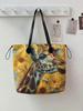 Giraffe Printed Handbag for Women, Large Capacity Leather Handle Shopping Bag, Casual Shoulder Bag
