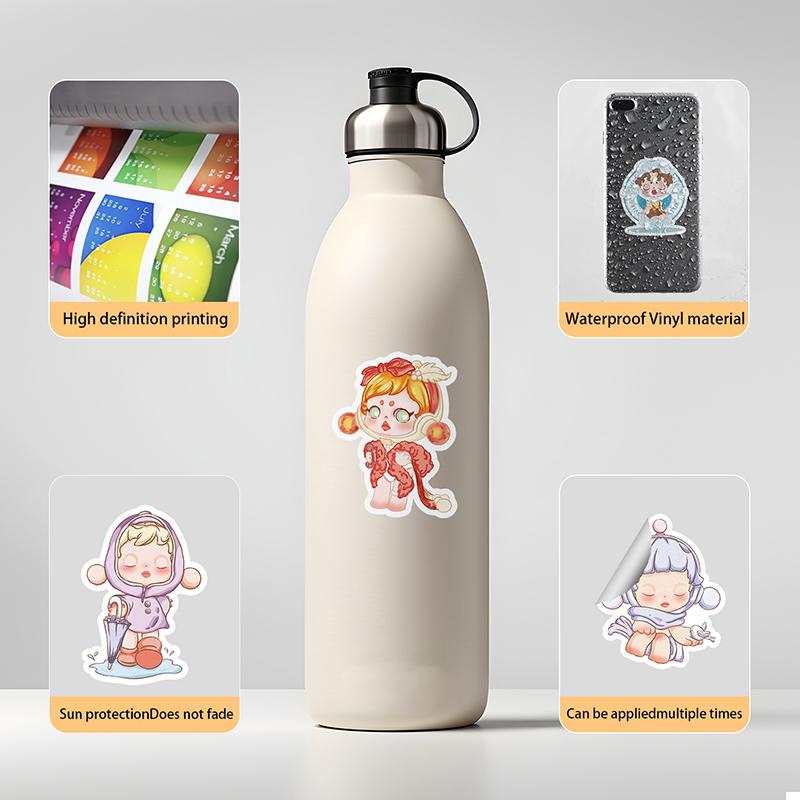 50Sheets/Set Cute Labbubu Stickers For Kids Cartoon Bubble Matt Graffiti Sticker