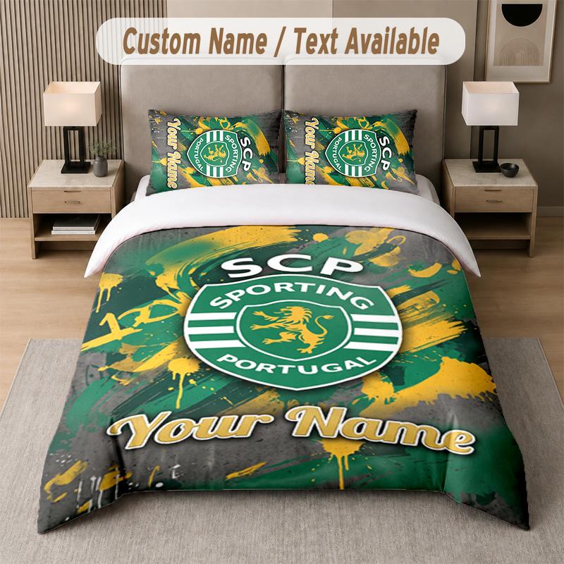 Sporting CP Design Bedding Set Custom Text 1 Duvet Cover & 2 Pillow Cases