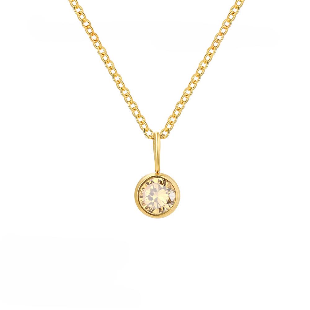 18K Gold Birthstone Stainless Steel Pendant Necklace