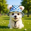 SIze M Breathable Open Ear Pet Sun Hat, Cute Dinosaur & Plaid Print Dog Hat for Small Medium Dogs Cats, All Seasons Outdoor Wear