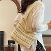 New Hollowed Out Straw Woven Bag, Handmade Striped Woven Bag, Large Capacity Single Shoulder Women's Bag, Tote Bag, Vacation Beach Bag