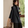 Women's Hand-Sewn Hooded Double-Faced Wool Blend Coat