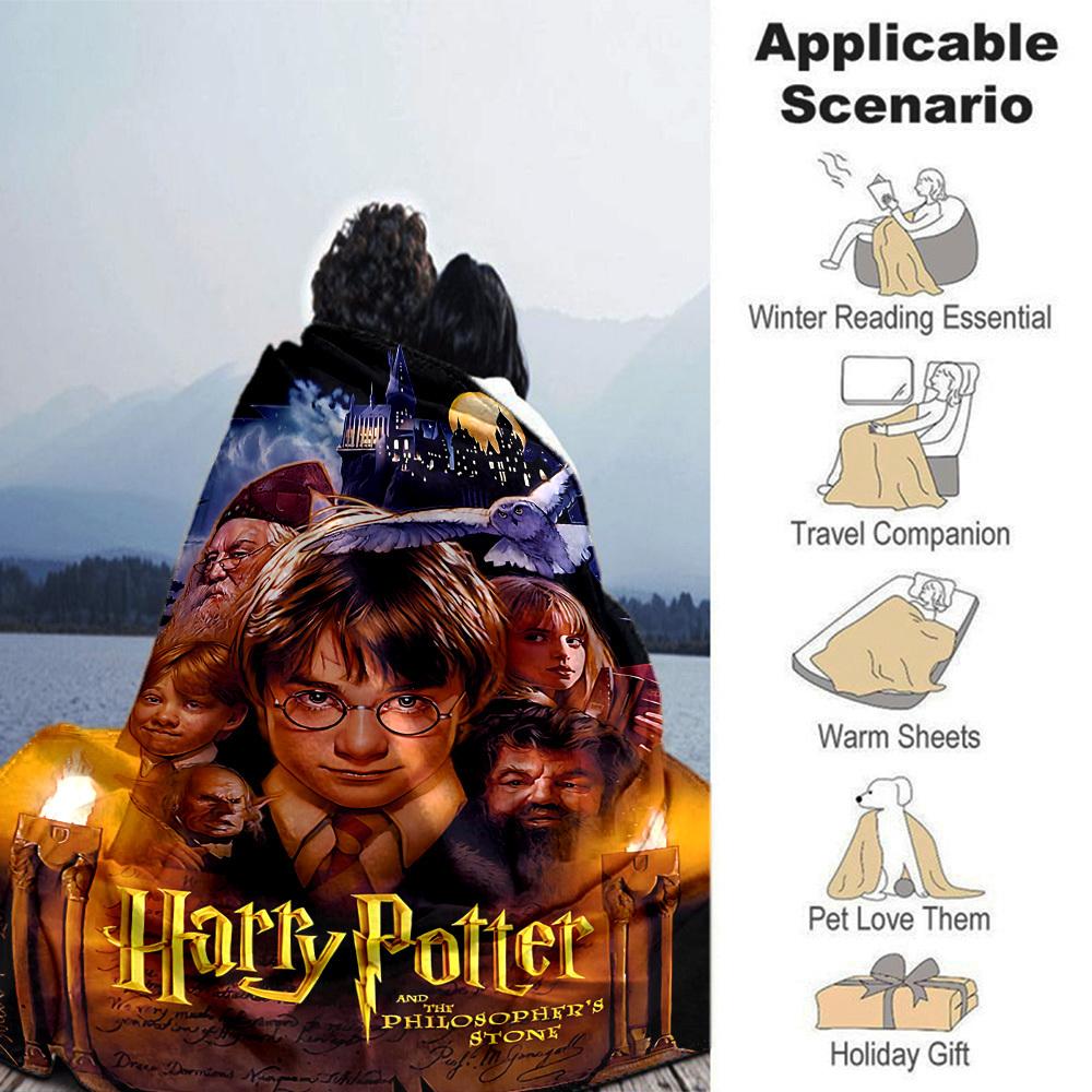 1pc Harry Potter, Philosopher's Stone Flannel Blanket Soft Warm Throw for Home, Office, Travel, All-Season Cozy Bedding GiftL1315