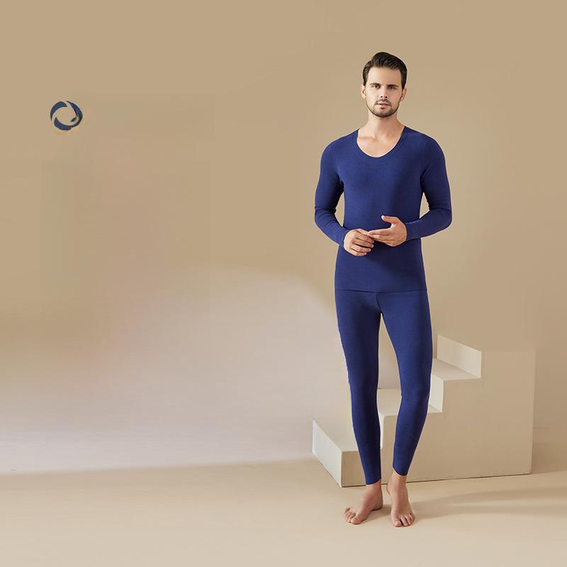 Men's Seamless Velvet Thermal Underwear Suit: Self-Heating, Plus Velvet, Autumn Set