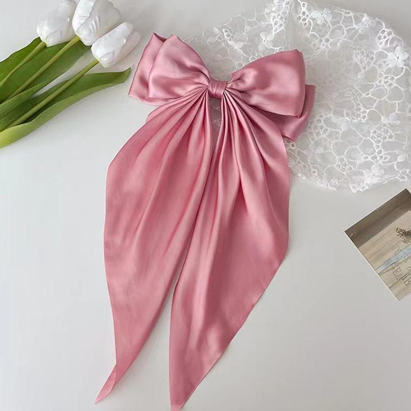 

Korean Big Bow Ribbon Hairpin Fashion Back Head Large Spring Clip Headdress Hair Accessories розовый