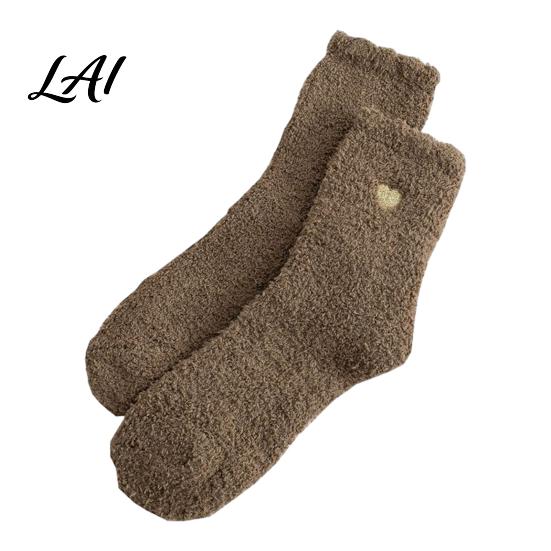 Anti Slip Home Socks for Winter 1 Pair Women's Fuzzy Slipper Socks Soft Plush Warm Cloud Like Thick Velvet Sleeping Fluffy Cozy Fleece Crew