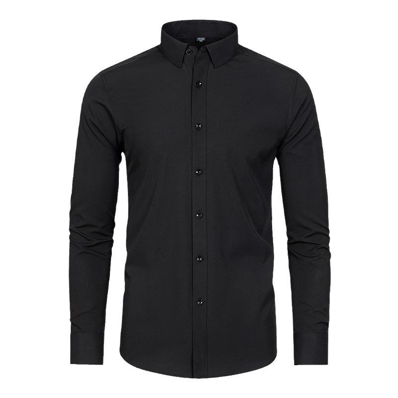 Chemise Stretch à Manches Longues Slim Fit pour Homme - Couleur Unie, Business Décontracté