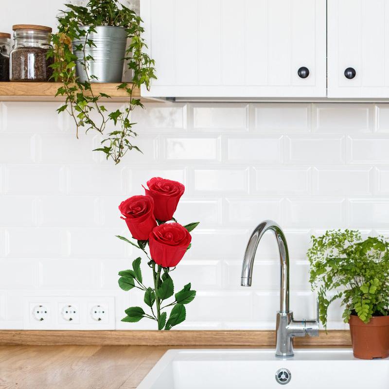 C246# Nálepka na zeď vášnivá růže Nálepky do koupelny Toaleta Dekorace do obývacího pokoje Domácí dekorace Samolepící nástěnná malba