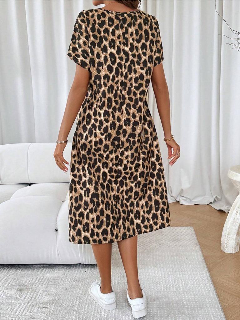Women's Fashionable Dress Outdoor Home Nightgowns Leopard Design Pattern 3D Print High Quality Loose Street Knee Skirts
