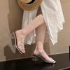 Rhinestone Sandals Women 2025 Summer New Fairy Wind Beautiful Fashion Butterfly Crystal Heel High Heel Half Slippers Outer Wear