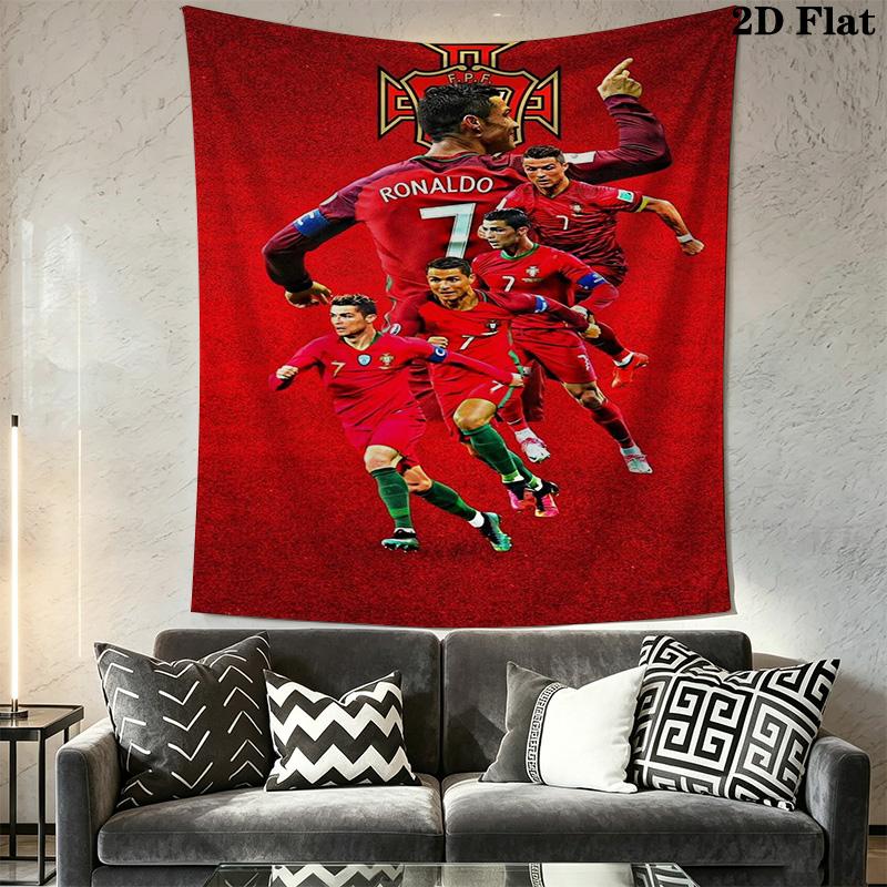 Cristiano Ronaldo Soccer Star Poster Tapestry Fashion Print Wallmounted Work Of Art Soft Background Wall Hanging Cloth