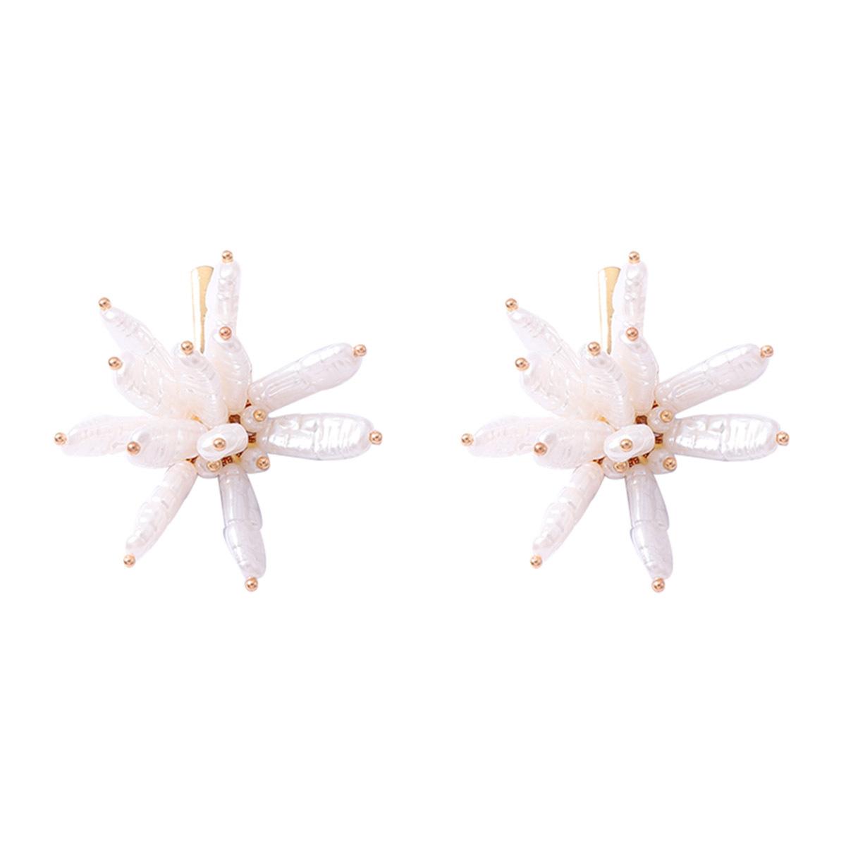 Imitation Pearl Long Flower Drop Earrings Elegant Jewelry белый